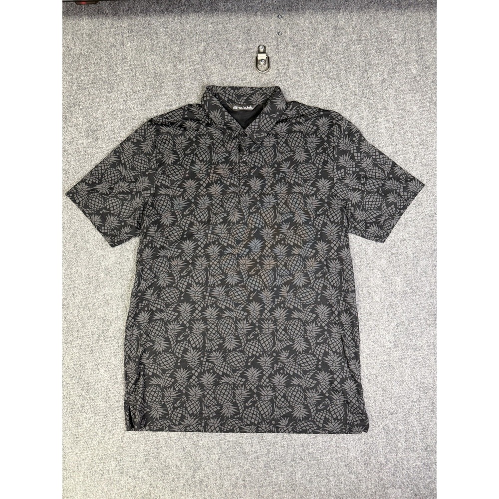 Travis Mathew Black Grey Pineapple-Print Polo